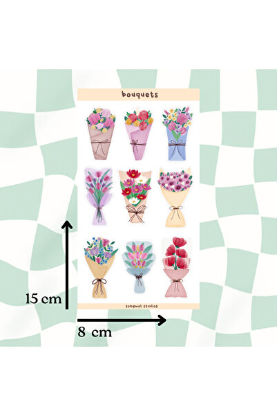 Songwol Studios Autocolant tematic cu buchet de flori, autocolant, agenda, bu...