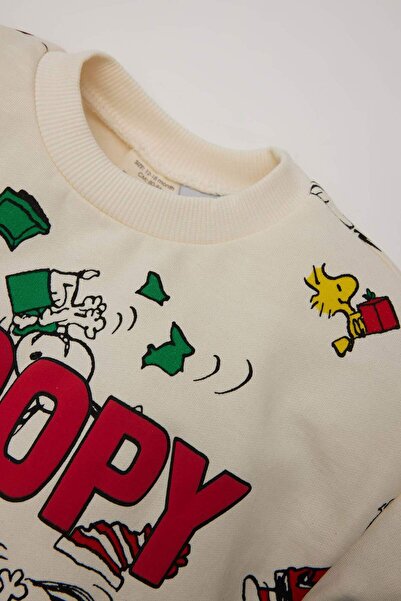 DeFacto Erkek Bebek 2'li Takım Snoopy Sweatshirt Beli Lastikli Eşofman Altı D6306A524WN