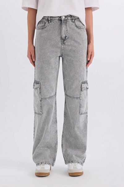 DeFacto 90's Wide Leg Yüksek Bel Düz Paça Uzun Jean Yıkamalı Pantolon C7324AX24WN