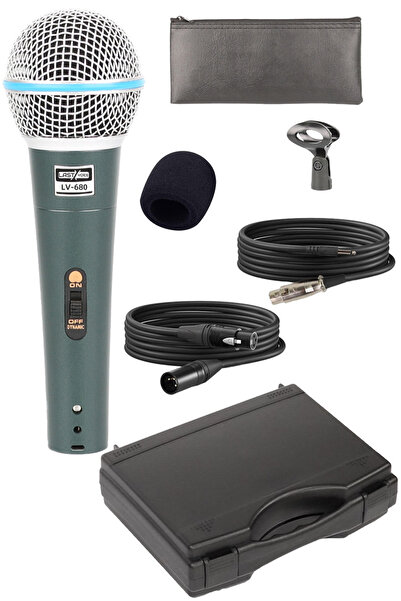 Lastvoice Lv-680 Profesyonel Dinamik El Mikrofonu (ÇİFT KABLO SÜNGER ÇANTA TUTACAK)