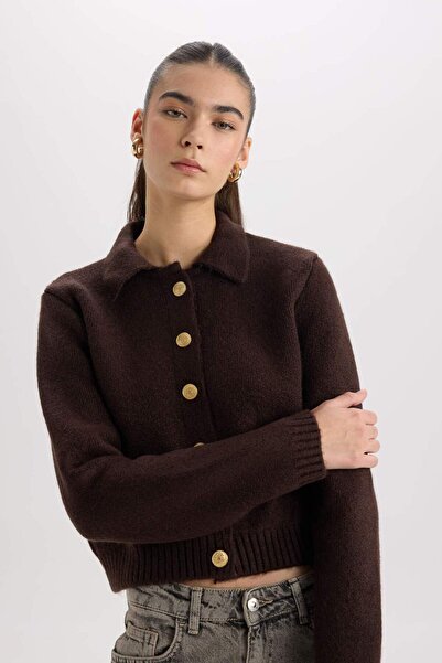 DeFacto Πλεκτή ζακέτα με κουμπιά πόλο με κανονική εφαρμογή D8808AX24WN