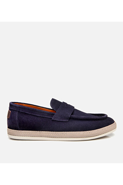 Hotiç Men's Suede Leather Navy Blue Comfortable Sole Espadrille