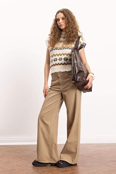 DeFacto Coool Gabardin Pantolon Wide Leg Yüksek Bel Geniş Bol Paça E1794AX24WN