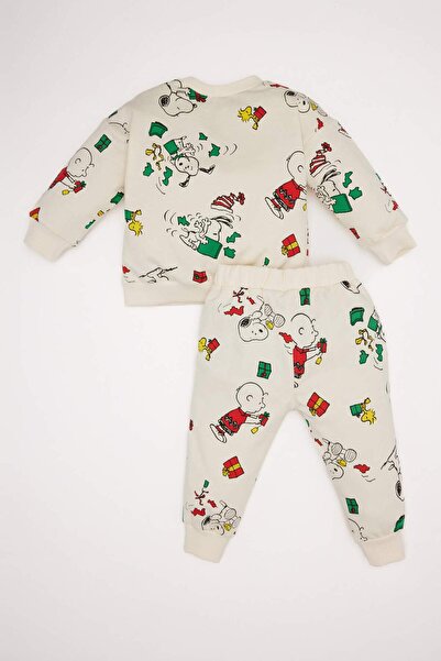DeFacto Erkek Bebek 2'li Takım Snoopy Sweatshirt Beli Lastikli Eşofman Altı D6306A524WN