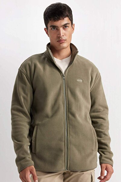 DeFacto Relax Fit Stand Collar Fleece Zippered Sweatshirt D2349Ax24Au