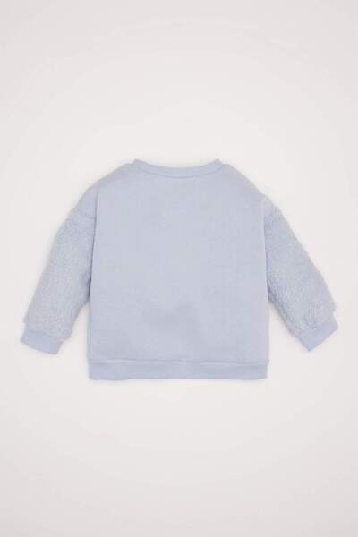 DeFacto Kız Bebek Bisiklet Yaka Unicorn Baskılı İçi Yumuşak Tüylü Sweatshirt D7198A524WN
