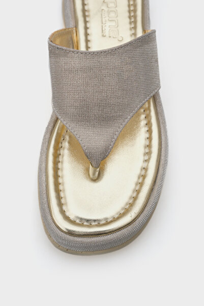 Capone Outfitters Margalo Wedge Heeled Stone Flip Flops Women's Slippers
