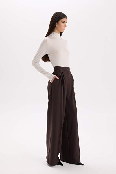 DeFacto Wide Leg Winter Pants Wide Leg with Pockets High Waist Long Size E2797Ax24Wn