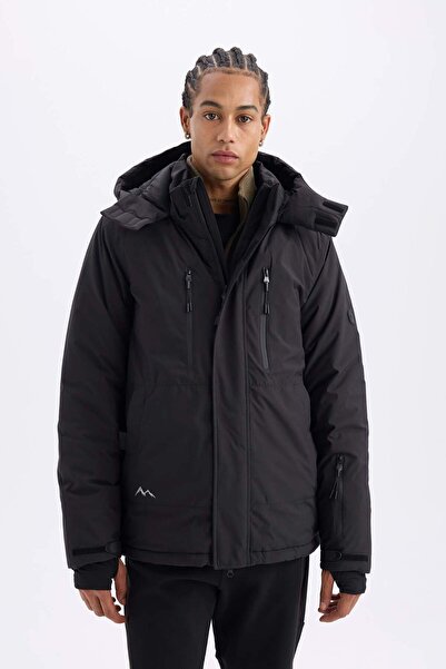 DeFacto DeFactoFit Sıcak Tutan Kayak Montu Su İtici Rüzgar Geçirmez Kapüşonlu Polar Astarlı Ultra Korumalı D