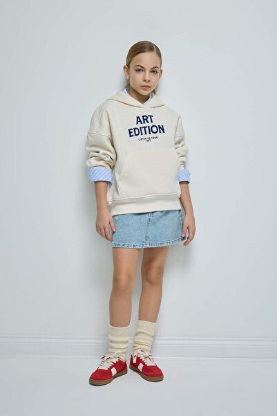 DeFacto Детска суитшърт с качулка, с принт и мека подплата от флийс D4296A824WN