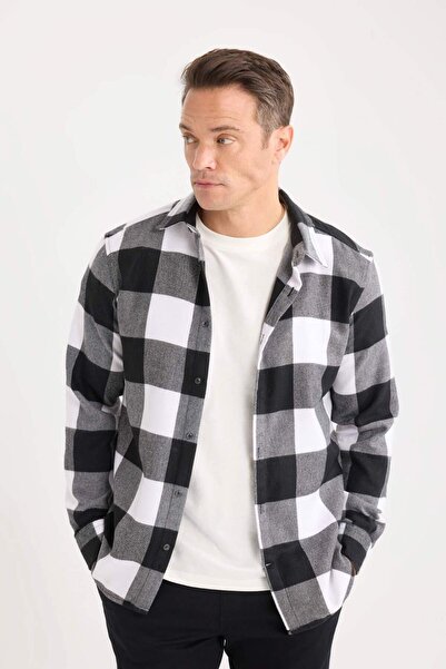 DeFacto Regular Fit Polo Yaka Pamuklu Uzun Kollu Gömlek D7558AX24AU