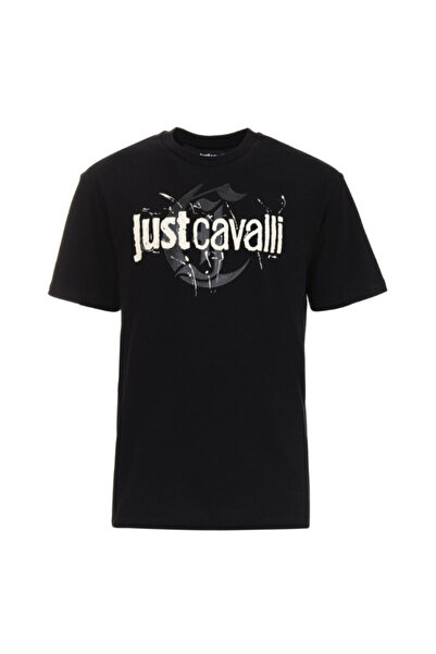 Just Cavalli Bisiklet Yaka Siyah Erkek T-Shirt 76OAHG11