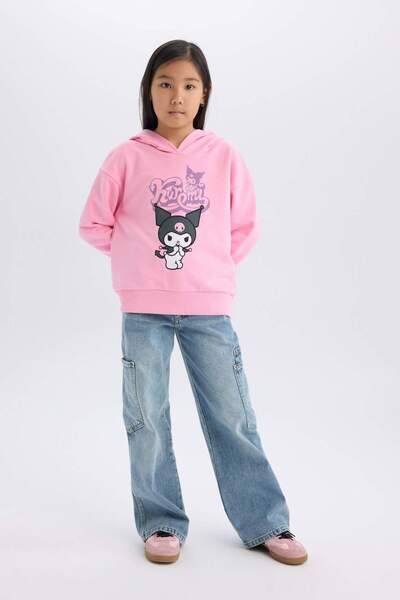 DeFacto Kız Çocuk Hatsune Miku Oversize Geniş Kalıp Kapüşonlu Sweatshirt D2828A824WN