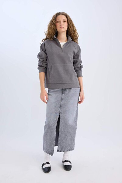 DeFacto Long  Fit Yırtmaçlı Cepli Uzun Boy Jean Etek D1375AX24AU