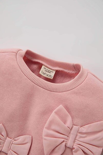DeFacto Kız Bebek Bisiklet Yaka Fiyonklu Sweatshirt D6267A524WN