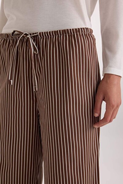DeFacto Desenli Beli Lastikli Poplin Pijama Altı-Fall in Love E3039AX24WN