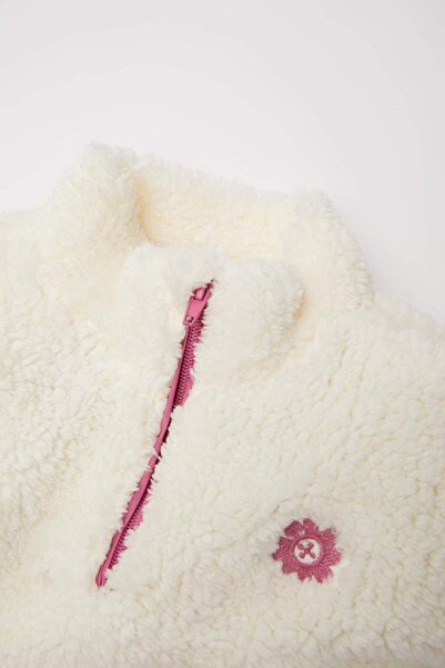 DeFacto Baby Girl Plush Sweatshirt with Stand Collar Zip - Welsoft D4993A524Wn