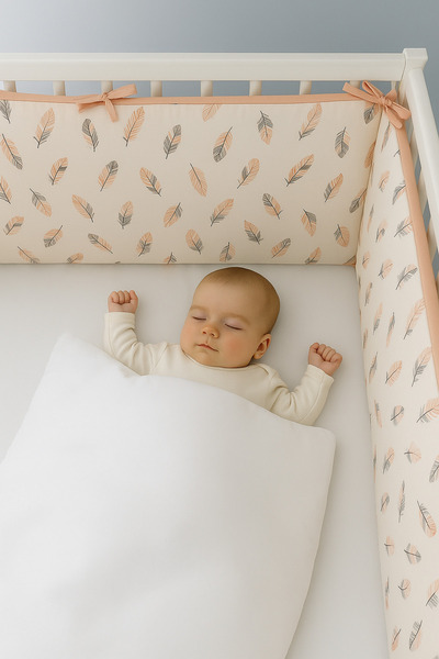 Jaju Baby Tüy Desenli 60x120 Cm Montessori/beşik Kenar Koruma Özel Ölçü (4 Kenar) Beşik Koruyucu