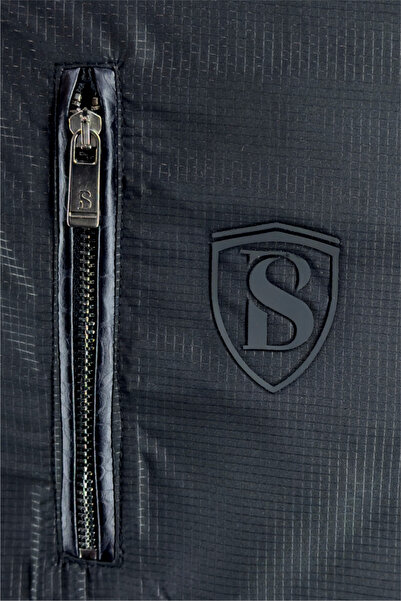 BESSA Smoked Stand Collar Tracksuit Set Parachute Fabric Detailed Zippered Pocket Straight Leg Men's