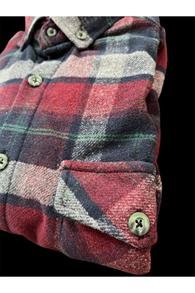 ABBİATİ KALIN KIŞLIK ÇİFT CEPLİ BORDO RAHAT KALIP BABA ODUNCU GÖMLEĞİ