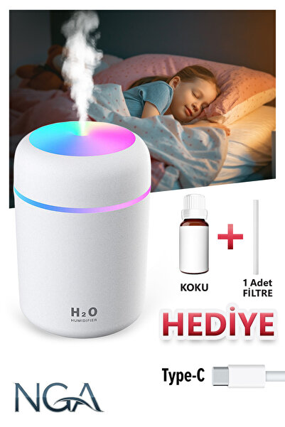 NGA 300 ml H2O Ultrasonik Ledli Hava Nemlendirici Buhar Makinesi Ve Aroma Dif...