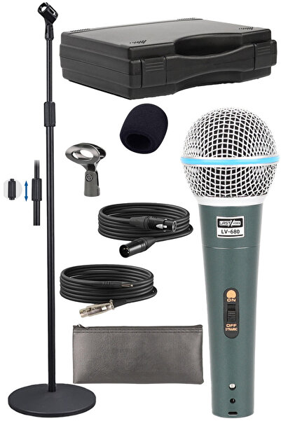 Lastvoice Lv-680stm kablolu Dinamik Mikrofon Seti (boy Stand cüzdan Çift Kabl...