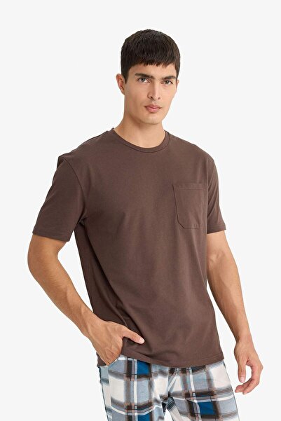 DeFacto Regular Fit Pijama Takımı Bisiklet Yaka Uzun Kollu Üst Kareli Uzun Alt D8213AX24WN
