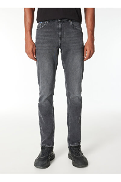 Karl Lagerfeld SLIM DENIM Regular Fit Gri Erkek Denim Pantolon 241D1103