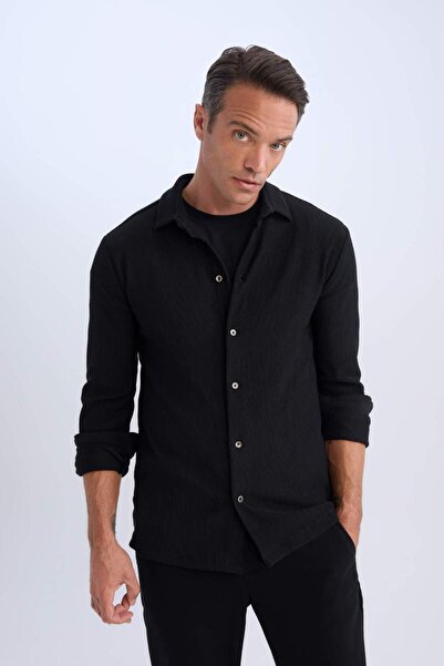 DeFacto Modern Fit Polo Yaka Uzun Kollu Gömlek D3692AX24AU