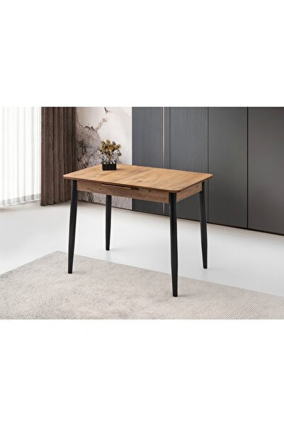 Evistro Ortadan Açılır Büyüyen Ahşap Yemek Masası Meşe 60x100cm SADECE MASA F...