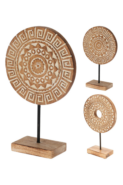 BOYNER EVDE Dekoratif Obje Ayakli Ahsap Etnik Desenli 2Ass.