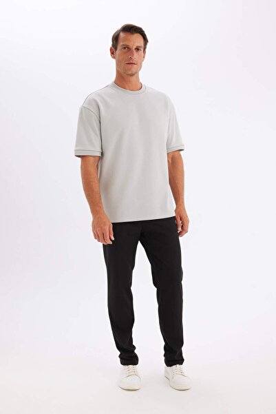 DeFacto Oversize Wide Fit Crew Neck Basic Plain Short Sleeve Heavy Fabric T-Shirt B6494Ax24Au