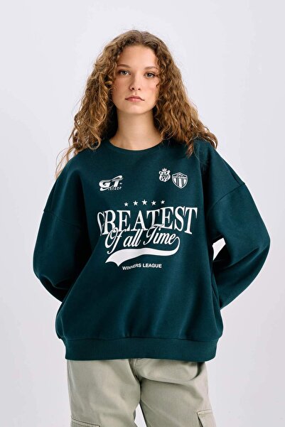 DeFacto Φούτερ με χαλαρή εφαρμογή με λαιμόκοψη με στάμπα E1696AX24WN