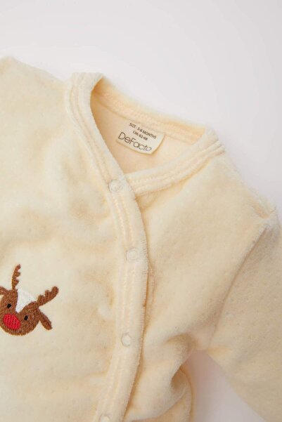 DeFacto Erkek Bebek Yeni Doğan Yılbaşı Temalı Uzun Kollu Çıtçıtlı Kadife Tulum D6510A524WN