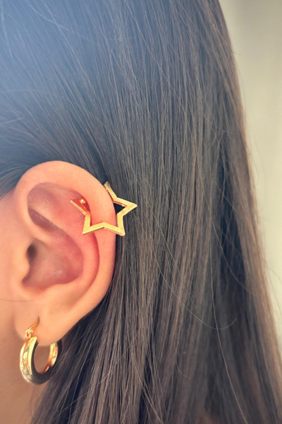 Leo'Stone Star Design Compression Earcuff Cartilage Earrings