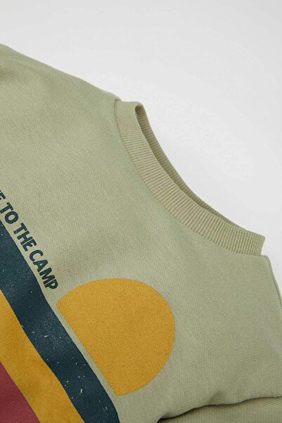 DeFacto Baby Boy Crew Neck Nature Printed Inside Soft Feather Sweatshirt D1262A524Au