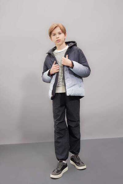 DeFacto Boy's Waterproof Double-Sided Hooded Puffer Jacket C5635A824Wn