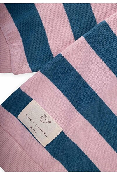 Cigit Ριγέ Πλεκτό Φούτερ 2-12 Ηλικιών Μπλε Πούδρα