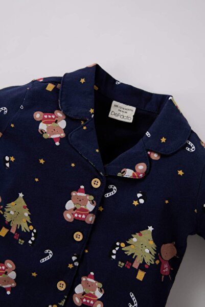 DeFacto Erkek Bebek Pijama Takımı Yılbaşı Temalı Uzun Kollu Üst Beli Lastikli Uzun Alt D7144A524WN