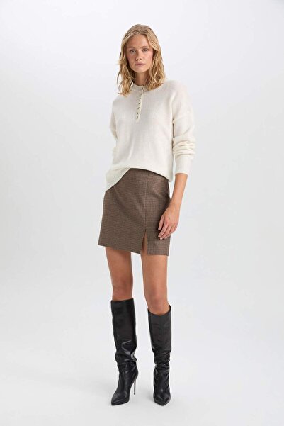 DeFacto A-Line Plaids Regular Waist Mini Skirt C6585Ax24Au