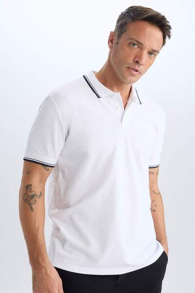 DeFacto Μπλουζάκι πόλο με κανονική εφαρμογή Basic μονόχρωμο κοντομάνικο μπλουζάκι E2310ax24au