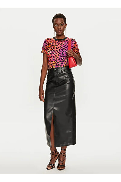 Just Cavalli Yuvarlak Yaka Desenli Fuşya Kadın T-Shirt 76PAHE09