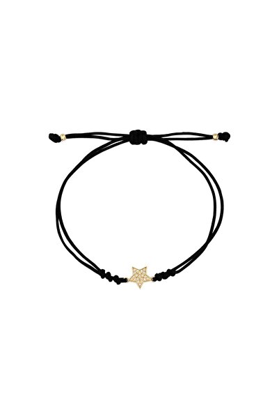 Piano Jewellery Motto Altın Taşlı Yıldız Dekoratif İpli Bileklik