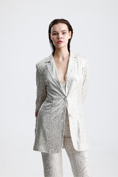 Sense Lined Sequin Evening Dress Jacket| Ckt34262 Beige