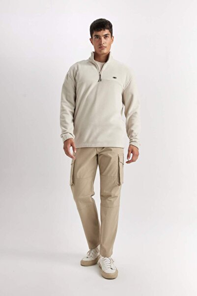 DeFacto Relax Fit Dik Yaka Fermuarlı Polar Sweatshirt D2348AX24AU
