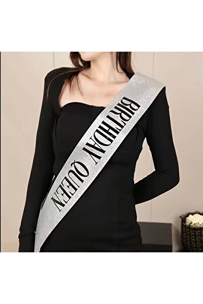 Store Silver Colored Stone Crown and "Birthday Queen" Written Sash Birthday Set