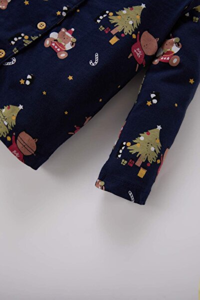 DeFacto Erkek Bebek Pijama Takımı Yılbaşı Temalı Uzun Kollu Üst Beli Lastikli Uzun Alt D7144A524WN