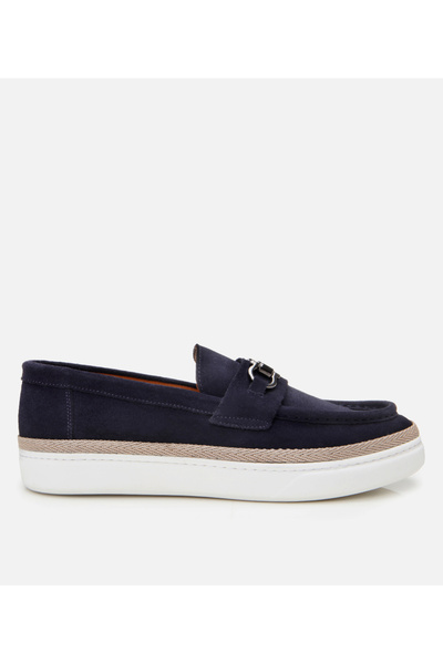 Hotiç Men's Suede Leather Navy Blue Ultra Light Sole Espadrille