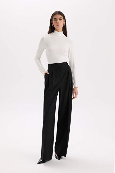 DeFacto Wide Leg Kışlık Pantolon Uzun Boy Cepli Yüksek Bel Geniş Bol Paça E2799AX24WN