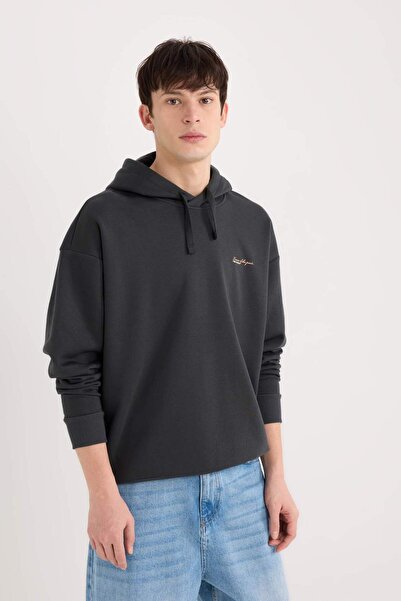 DeFacto Boxy Fit Kapüşonlu Sırt Baskılı Sweatshirt D0854AX24AU
